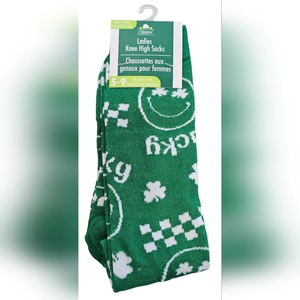 St. Patrick's Day 3 Pairs Of Ladies Knee High Socks. Fit Shoe Size 5-9, New